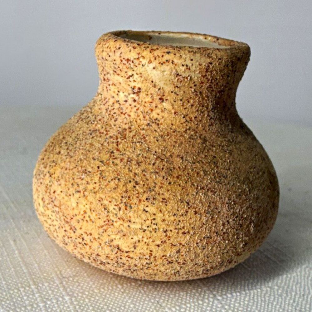 Vintage-Style Miniature Speckled Stoneware Bud Vase – Tiny, sand stone finish